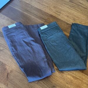 2 Chico's women’s Brigette Slim Leg Chinos - pink and gray Patterned. NWT.